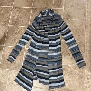 Striped Open Front Cardigan